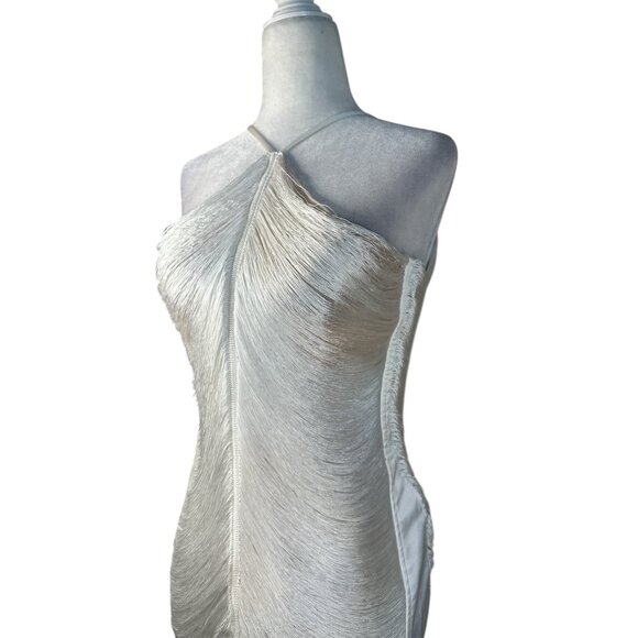 Cult Gaia Mara Dress in Off White Fringe X-Small New Womens Bridal Cocktail - Picture 8 of 17